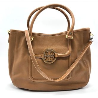 Tory Burch Brown Camel Leather Handbag Shoulder Bag Tote Bag (Pre-Owned)