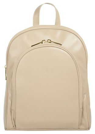 Cluty Cityrucksack CLUTY, Damen, Gr. B/H/T: 30cm x 25cm x 12cm, onesize, beige, Leder, Rindsleder, unifarben, Rucks&auml;cke Cityrucksack, echt Leder, Made in It