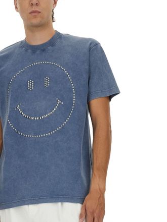 Moschino Heavy Cotton with Smiley Motif T-Shirt - Blue
