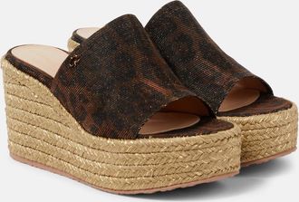 Gianvito Rossi Leopard-print espadrille wedge mules