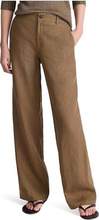 Madewell The Zoe Relaxed Straight Pant in 100% Linen Womens Clothing Safari Khaki : 14 30