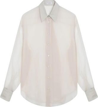 Brunello Cucinelli Crispy Silk Shirt - Dames - Overhemden - Beige - M - Overhemden