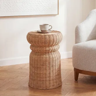 Maisons du monde Mesa auxiliar de rat&aacute;n trenzado