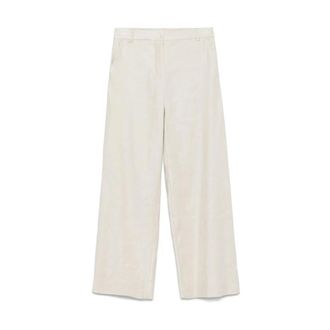 Max Mara Wide Trousers, female, White, Size: XS Almond Beige Wide Trousers