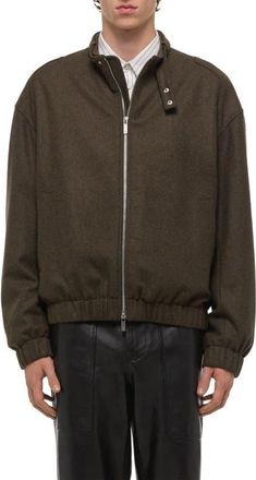 Helmut Lang Wool Blend Bomber Jacket in Green Melange at Nordstrom, Size Large