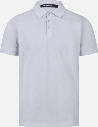 Karl Lagerfeld Mens Cotton Monogram Logo Sky Blue Polo Shirt - Size: 38