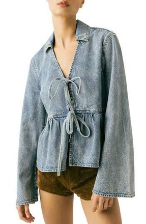 Blank NYC Denim Tie Front Shirt in Easy Day at Nordstrom Rack, Size X-Small