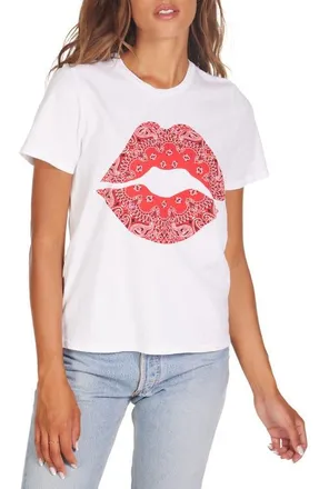 Lauren Moshi Croft Bandana Lip Top in White at Nordstrom, Size X-Large