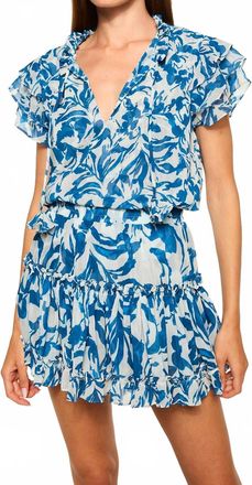 Misa Marion Mini Skirt In Blue Watercolor Mix