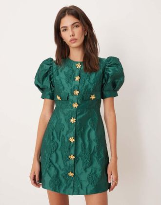 Sister Jane Sister Jane - Anemone - Vestito corto verde smeraldo jacquard