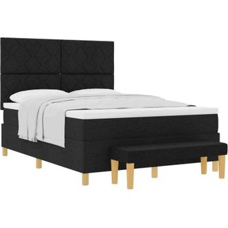 vidaXL Box Spring Bed with Mattress Black 160 x 200 cm Fabric vidaXL