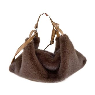 Generic Womens Plush Bags Plush Crossbody Bag Womens Single Shoulder Handbag Large Capacity Casual Autumn Winter Fashionable All-Match(Color 03)