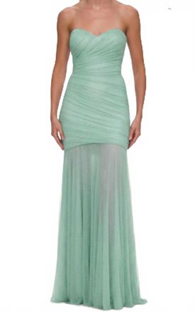 La Femme Strapless Hot Stone Gown In Mint