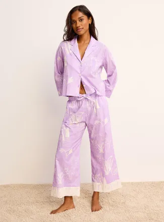 Desmond & Dempsey Temple Del Sol lilac pyjama set