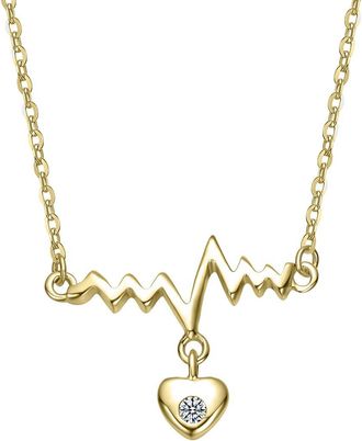 Genevive 14K Plated Cz Heart Necklace