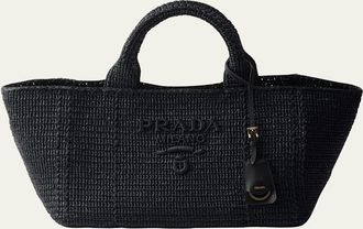 Prada Crochet Viscose Raffia Tote Bag