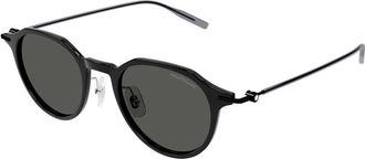Montblanc Stijlvolle Zonnebril - Heren - Zonnebrillen - Zwart - 49 MM - Accessoires