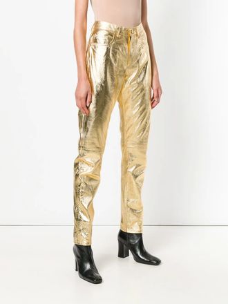 Philosophy di Lorenzo Serafini leather button trousers - Gold