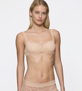 Triumph Balconette-BH TRIUMPH Body Make-Up Illusion Lace, Damen, Gr. 70, Cup C, beige, Microtouch, Obermaterial: 51% Polyamid, 37% Polyester, 12% Elasthan, le