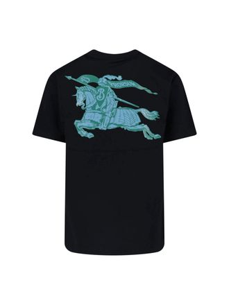 Burberry Logo-Embroidered Cotton T-Shirt - Black