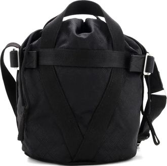 Bottega Veneta Convertible Drawstring Intrecciato Effect Jacquard Small bucket bag - Zwart