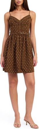 En Saison Stella Belted Fit & Flare Minidress in Brown Ivory at Nordstrom, Size X-Large