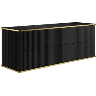 Vente-Unique Vente-unique - Mobile sotto lavabo sospeso scanalato profilo Dorato 150 cm Nero - keliza