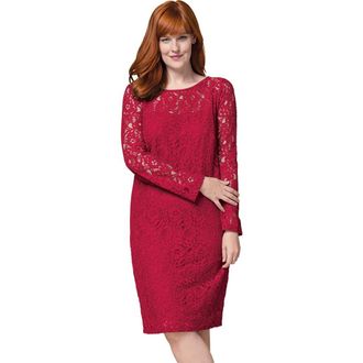 Jessica London Stretch Lace Shift Dress in Classic Red at Nordstrom, Size 36