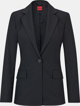 HUGO BOSS Hugo Womens Solid Patterned Notch Collared Suit Jacket in Black - Size 4 UK