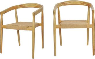 DRAWER Lote de 2 sillas de mesa de teca y cuerda trenzada - madera transparen