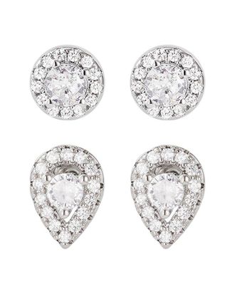 Adornia Adornia Cz Set Of 2 Halo Stud Earrings