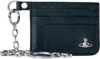 Vivienne Westwood Accessoires, unisex, Zwart, ONE Size, Leer, Portemonnee met platte ketting