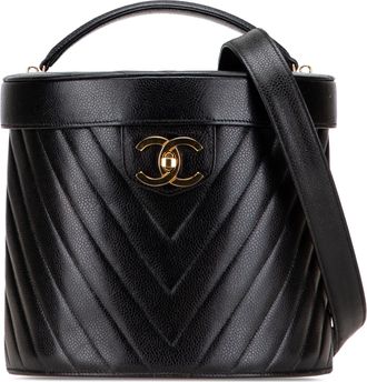 Chanel Chevron Gequilted Leren Handtas