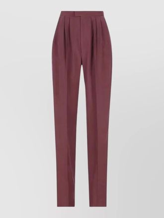 Saint Laurent silk mid-rise straight-leg tailored trousers