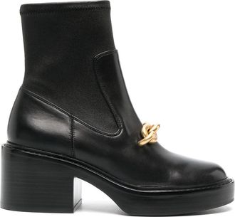 Coach 75mm chain-link detailing leather boots - women - Leather/Calf Leather/Calf Leather - 10.5 - Black