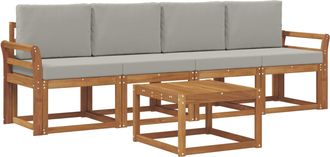 vidaXL Conjunto De Sof&aacute;s De Exterior 5 Uds. Gris Natural Y Claro Vidaxl