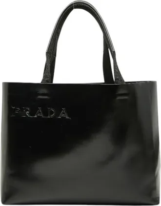 Prada Black Leather Handbag Pouch Tote Bag (Pre-Owned)