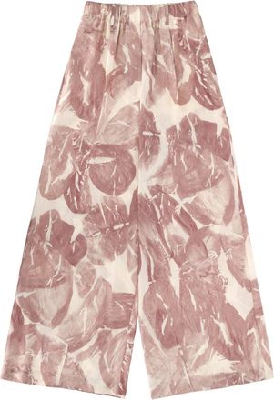Alysi Dusty Rose Leaf Print Pants