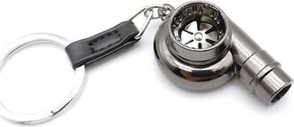 Generic Unique Car Turbo Key Chain with Sound, Mini Auto Turbo Key Ring Bag Charms, Auto Parts Pendant Gifts(Black)