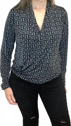 Ariella Surplice Top In Black/multi