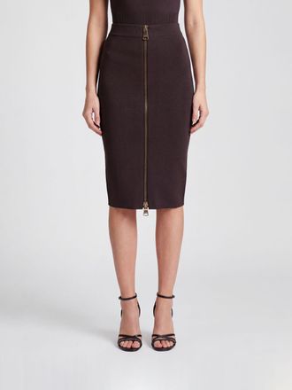 Elisabetta Franchi High-Waisted Midi Pencil Skirt in Jersey