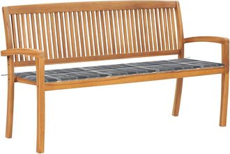 vidaXL Furniture Limited - Banco De Jard&iacute;n Apilable Con Coj&iacute;n Madera