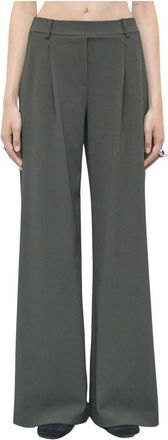 Patrizia Pepe Pantaloni in punto stoffa armaturato - Dames - Wijde Broeken - Groen - L - Broeken