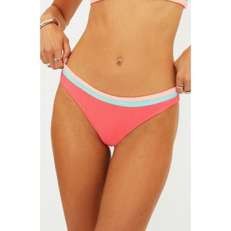 Beach Riot Saffron Rib Colorblock Bikini Bottoms in Guava Jelly Colorblock at Nordstrom, Size X-Large