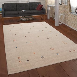 Paco Home Paco Home - Alfombra Salon De Habitacion Pelo Corto Motivo Etnica Dibujo Geometrico A Mano 240x340 Cm, Crema