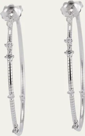 Mattia Cielo 18K White Gold 40mm Diamond Hoop Earrings