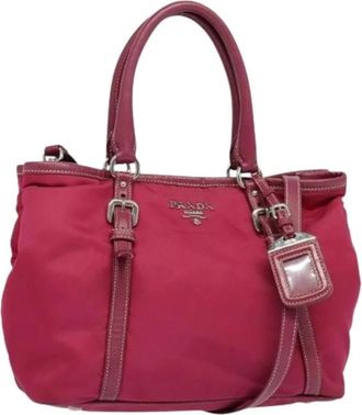 Prada Pre-owned Handbags, female, Pink, Size: ONE SIZE Pre-owned Nylon Handbag