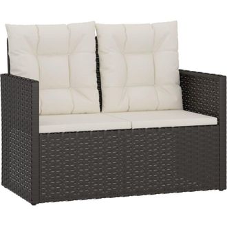vidaXL Banco De Jard&iacute;n Con Cojines Rat&aacute;n Sint&eacute;tico Negro 105 Cm Vidaxl