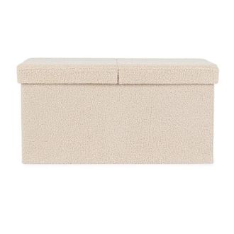 BIZZOTTO Pouf Contenedor Beige Efecto Boucl&eacute; 76x38x38