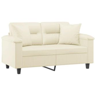 vidaXL Sof&aacute; De 2 Plazas Con Cojines Cuero Sint&eacute;tico Color Crema 120 Cm Vidaxl